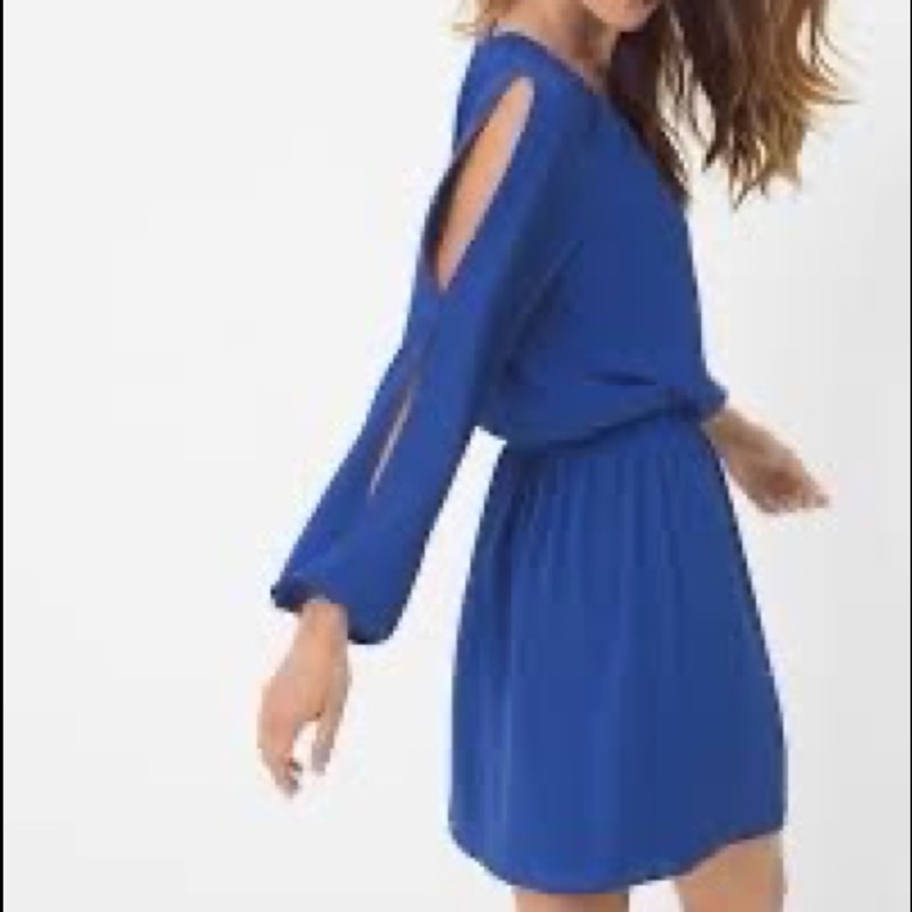 WHBM Blue Boho Dress Slit Sleeve